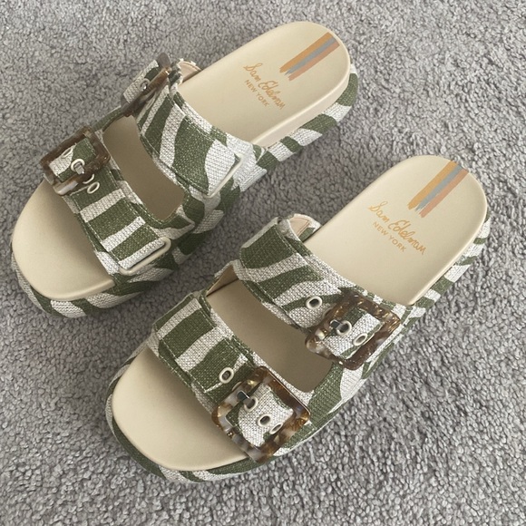 New Sam Edelman Kenzie Canvas Sandals Sz 7 - Picture 3 of 7